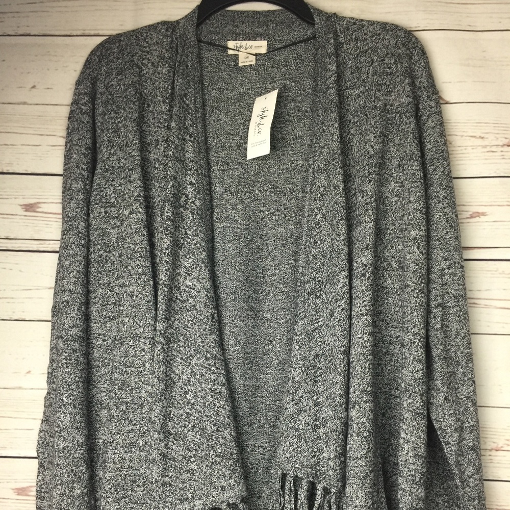 Style Co Plus Size Fringed Open-Front Cardigan